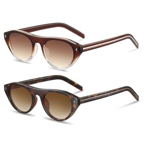 YMRFW Retro Oval Sunglasses for Women Men Trendy Small Cateye Narrow Round Shades UV Protection - Image 1