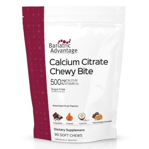 Bariatric Advantage Calcium Citrate Chewy Bites 500 mg - Highly Absorbable & Digestible - Vitamin D3 - Easily Chewable Calcium Supplement - Assorted Sweet Flavor - 90 Count - Image 1