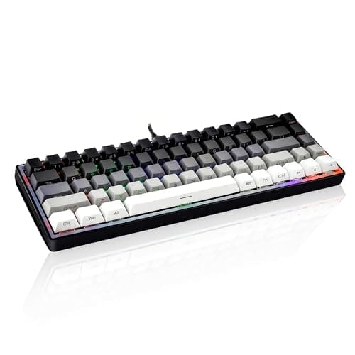 Taramico 65% Gaming Keyboard, LED Backlit Mini Wired Keyboard, Ultra-Compact Anti-Ghosting No-Conflict 68 Keys Membrane Gaming Wired Keyboard for PC Laptop Windows Gamer(Gray-White) - Image 1