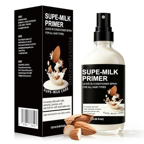 Nodfens Super Almond Milk Leave in Conditioner Spray with Collagen – Detangler & Anti Frizz Hair Treatment for Dry Damaged Hair, Helps Reduce Split Ends & Flyaways, Improves Softness & Shine, 4 fl oz - Image 1