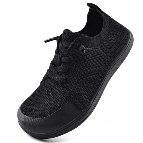 WateLves Toddler Little Kids Wide Barefoot Shoes Boys Girls Minimalist Sneakers Lightweight Breathable Walking Shoes | Naturally Splay | Flexible Fit (Classic Black, 33) - Image 1