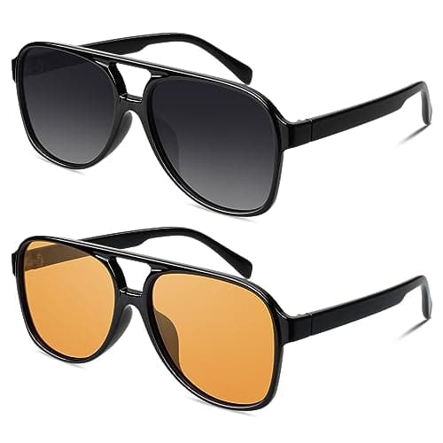 GQUEEN Retro Pilot Sunglasses Womens Men Polarized 70s Vintage Square Shades Double Bridge UV400 - Image 1