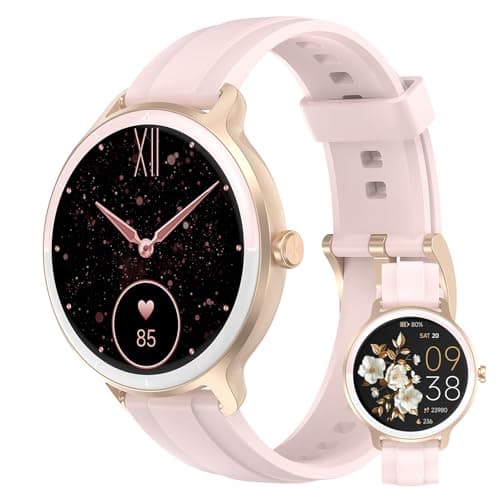 PROTKPETS Smart Watches for Women Men 1.27" HD Fitness Tracker with Heart Rate/Sleep/Step/SpO2 Monitor, IP68 Waterproof Watch for Android iOS (Pink) - Image 1