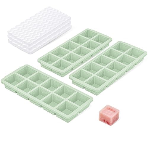 Doasuwish Ice Cube Trays with Lid, 3 Pack 10 Cubes 2 Tbsp. Silicone Ice Cube Trays for Freezer, Perfect for Freezing and Storing Ice Cubes, Chocolates, Sauces, Juices, Fruit Purees and More, BPA Free - Image 1