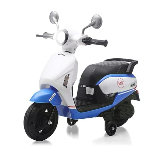 HEIMILI Toddler Motorcycle, 6V Kids Electric Moped for 1-3 Years, Ride On Scooter with Training Wheels, 2 MPH Speed Toy Bike for Boys Girls, Music & Headlight (Blue) - Image 1