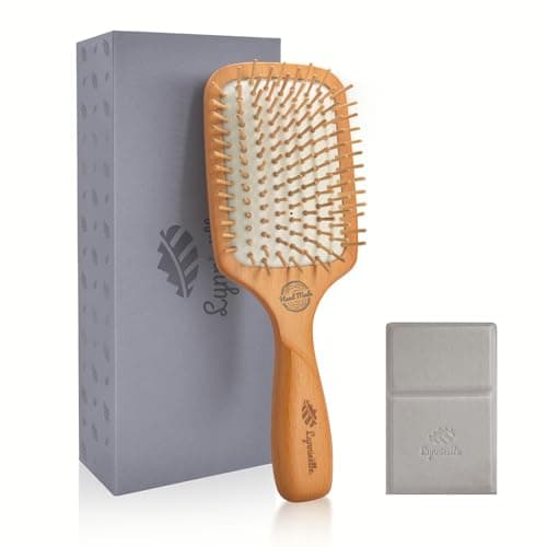 Wooden Bristle Hair Brush for Women & Men, Smoothing Hair Brush for Scalp Massage & Detangling, Wooden Brush that Reduces Static & Breakage for Thin, Thick, Fine, Curly Hair - Image 1