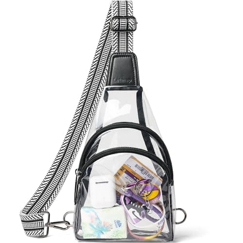 LATMAP Clear bags Stadium Approved Crossbody Fanny Pack Sling Bag Backpack Purses for Women Men for stadium events Unisex Black - Image 1