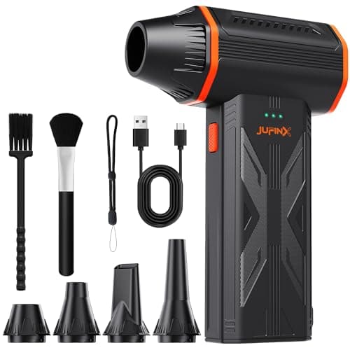 JUFINX F32 Compressed Air Duster-150000RPM Super Power Electric Air Duster, 3-Speed Adjustable Rechargeable Mini Blower,for PC Keyboard Cleaning, Leaves,Computer, Vacuum Storage Bag. - Image 1