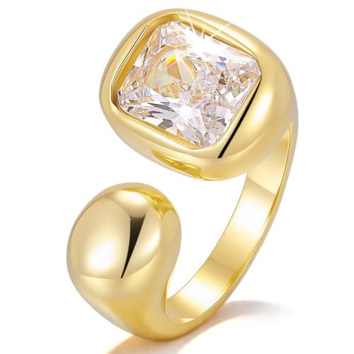 KSF Chunky Gold Rings for Women,14K Gold-Plated Open Ring,Comfortable Fit - Image 1