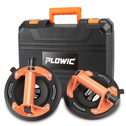 PLOWIC Glass Suction Cups with Heavy Duty: 8 Inch Tile Suction Cup Lifter with Handle and Pump, High Load Capacity Vacuum Cup Tool to Lift Large Glass, Tile, Granite, Window, Windshield (2 Pack) - Image 1
