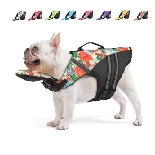 Mklhgty Dog Life Jacket, Reflective Dog Life Vest with Removable Neck Float High Buoyancy for Swimming and Boating, Ripstop Pet Safety Swimsuit Rescue Handle for Small Medium Large Dogs - Image 1