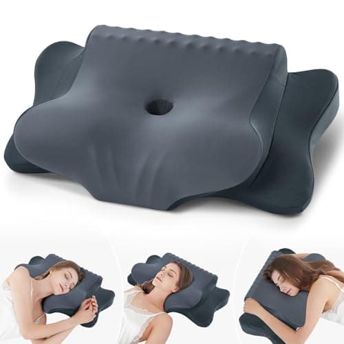 Cervical Pillow for Neck Pain Relief - Cooling Ergonomic Dual-Sided Orthopedic Neck Pillow with Ice Silk Pillowcase, Breathable Memory Foam Contour Pillow for Side, Back, Stomach Sleepers