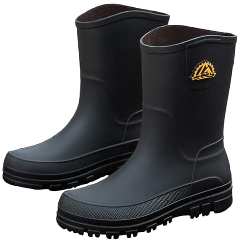 IQAXC Waterproof Garden Rain Boots for Men Breathable Lightweight Mid Calf Deck Fishing Outdoor Slip Resistant Shoes, 388 Black 47 - Image 1