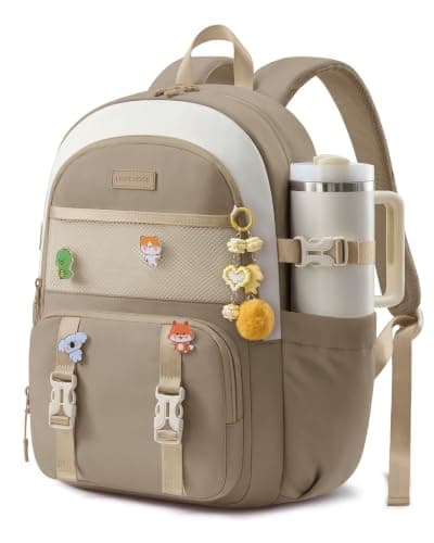 LOVEVOOK Cute School Backpack for Girls Ages 8-14, Lightweight Bookbag with Cartoon Charms & Pins, Back to School Backpack for Elementary & Middle School, Fits 15.6 Inch Laptop and 40oz Tumbler - Image 1