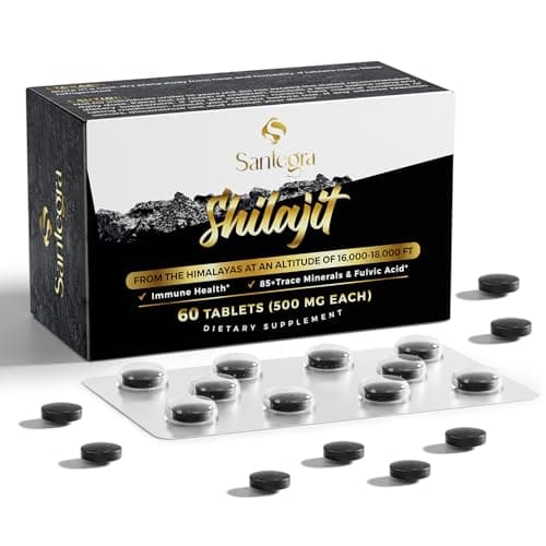 500 MG Shilajit Tablets, 100% Shilajit Pure Tablets for Women & Men, Himalayan Organic, Fulvic Acid & 85+ Trace Minerals, Resin Supplement for Energy and Immune System, 60 Counts - Image 1