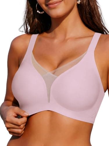 COCOMARTS Jelly Bras for Women No Underwire Push Up Mesh Bra Pink M