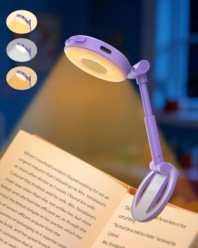 EastPin 18 LED Rechargeable Reading Light: Aesthetic Lavender Book Light for Relaxing Reading | Rotary Stepless Dimmer Memory & Timer - Reading Essentials Thoughtful Gifts for Women & Girls (Purple) - Image 1