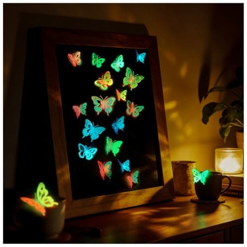 Glow in the Dark Holographic Butterfly Wall Decorations Luminous Color-Changing 3D Butterflies, Multi-Size & Multi-Color, Glowing Wall & Party Decor for Bedroom, Wedding, Garden, Event - Image 1