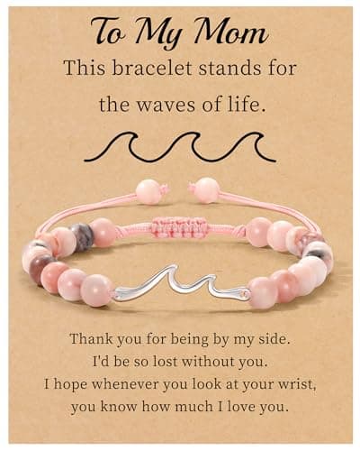Sistble Gifts Gifts for Mom from Daughters Love Jasper Beaded Bracelets Wave Bracelet for Women Birthday Gift for Mother Retirement Gift for Women Jewelry - Image 1