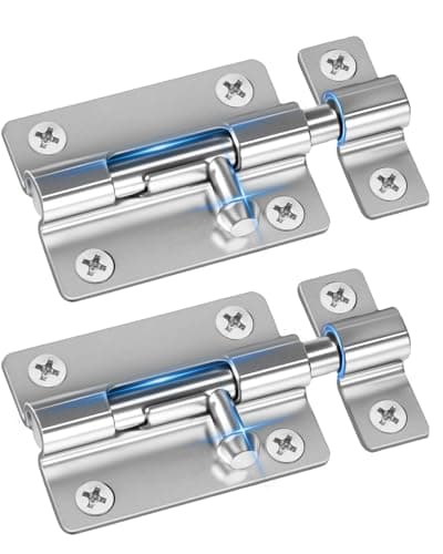 Door Security Slide Latch Lock with 12 Screws , 2 Pack Keyless Entry , Thickened Heavy Duty Steel Sliding , Easy to Install Gate - Image 1