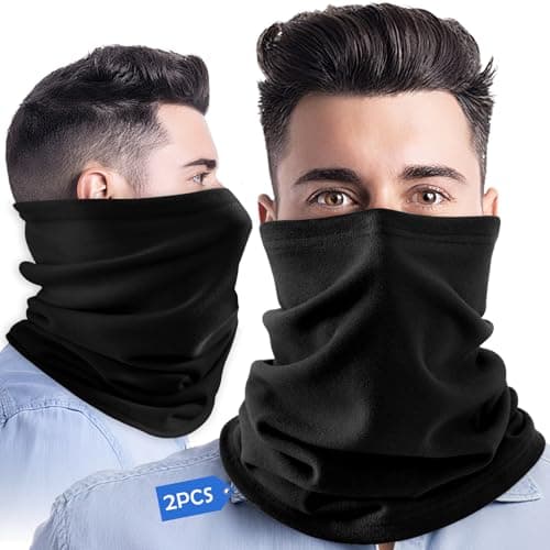2-Pack Neck Gaiter Face Cover Scarf for Men & Women - Breathable Sun & Wind-proof Cotton Stretchy Face Mask for Running Skiing Hiking Motorcycle - Gift for Christmas Day, Valentine - Image 1