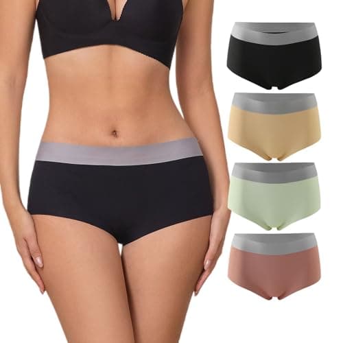 moonlight elves Womens Seamless Boy Shorts Underwear, No Show Boyshorts Panties For Women,Hipster Stretch Boxer Short Briefs Panty With Cotton Crotch 4 Pack, MultiPack, Size L - Image 1