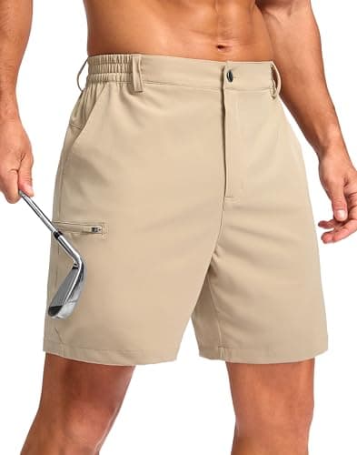 G Gradual Men's Light Khaki Casual Shorts 5"/ 9" Lightweight 4 Pockets Stretch Quick-Dry Summer Shorts for Golf Work Hiking Trips (5", Light Khaki, M) - Image 1
