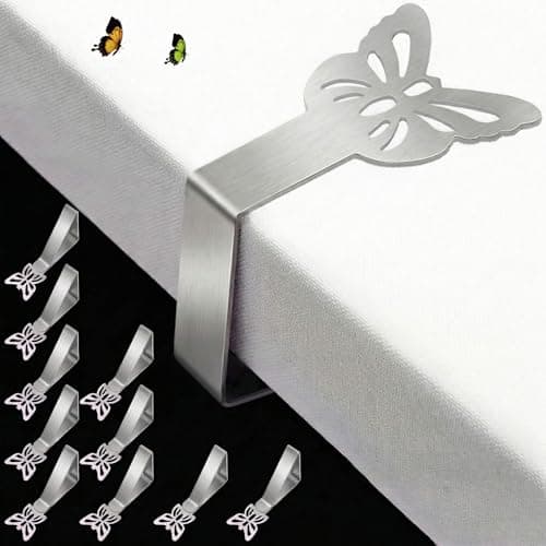 Tablecloth Clips for Outdoor Thick Tables 10 Pack, Butterfly Picnic Table Cloth Holder Clip Indoor, Heavy Duty Stainless Steel Cover Clamp for Party Wedding Home Restaurant Camping Accessories - Image 1