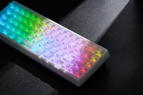 HITIME x XVX M67 JadeStone 60% Wireless Mechanical Gaming Keyboard, VIA Programmable, BT5.0/2.4G/USB-C Creamy Keyboard with Gasket, Hot Swap, RGB Backlits, NKRO for Win/Mac (White, Forged Carbon)