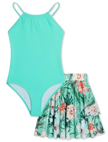 Seanrui Girls Swimsuit Tankini Swimsuits for Teens One Piece Bathing Suit Summer Kids Swimwear Size 14 - Image 1