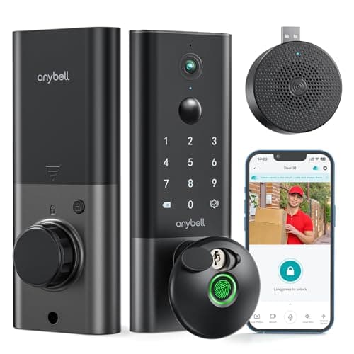 Fingerprint Smart Door Lock, ANYBELL Keyless Entry Door Lock with Camera, Built-in Wi-Fi Deadbolt for Front Door, Auto Lock, Cloudege App Control, Night Vision & Two-Way Audio, Home Security - Image 1