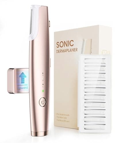 PAPMINI Sonic Dermaplane Razor for Women Face, LED Facial Hair Remover & Facial Exfoliator, Magnetic Wall Storage, One-Touch Blade Eject, Rechargeable Dermaplaning Tool, 11 Replacement Blades - Image 1