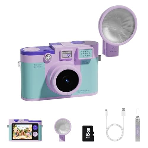 CHUZHAO Aesthetic Retro Digital Camera, Autofocus 12MP 1080P with Fill Light, 2.8" IPS Screen, 9 Filters, 16GB Card, Compact Travel Point and Shoot Camera for Boys Girls and Teens,Purple
