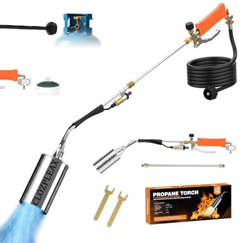 Propane Torch Weed Burner Kit, High Output with Long/Short Mode,12FT Hose blow torch Heavy Duty Weed Torch Flamethrower with Self Igniter & Turbo Trigger for Weeding,Roofing,Melting Ice,BBQ - Image 1