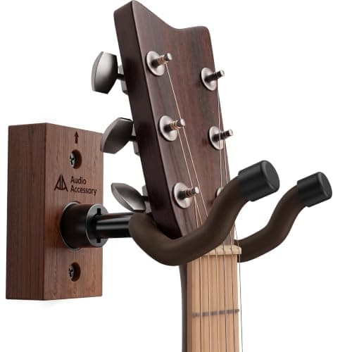 AA AUDIO ACCESSORY Guitar Wall Mount Nitro-Safe Soft Padded Hook, Auto Adjustable Angle Guitar Hanger, Wood Guitar Wall Hangers U-Shape Holder for Bass Acoustic Electric Guitar Mandolin Banjo Ukulele - Image 1