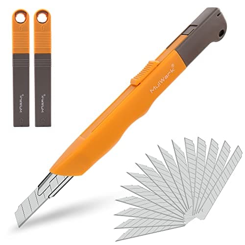 Mulwark 16PC Box Cutter Retractable Utility Knife Set - Heavy Duty Craft Knife with 10PC Sharp Snap-off 9MM 30 Degree Blades, 5PC 60 Degree Blade for Precision Cutting - Image 1