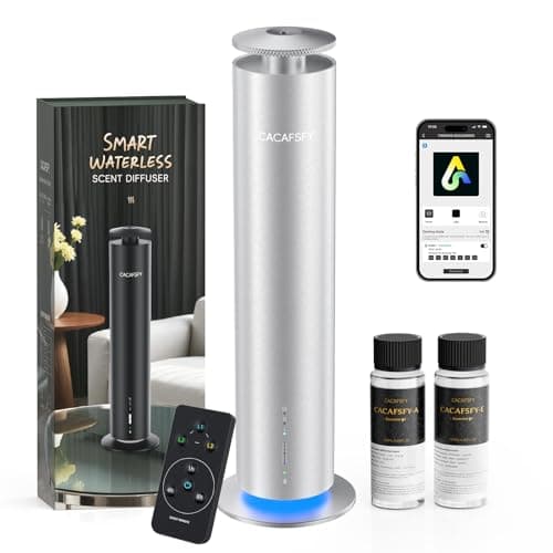 The CACAFSFY Waterless Scent Diffuser Starter Kit - 1000 Sq Ft Coverage, Hotel Scent Diffuser, Essential Oil Diffuser Large Room, Included 2x120ml Scent Oils, Remote Control,Cold Air Diffuser