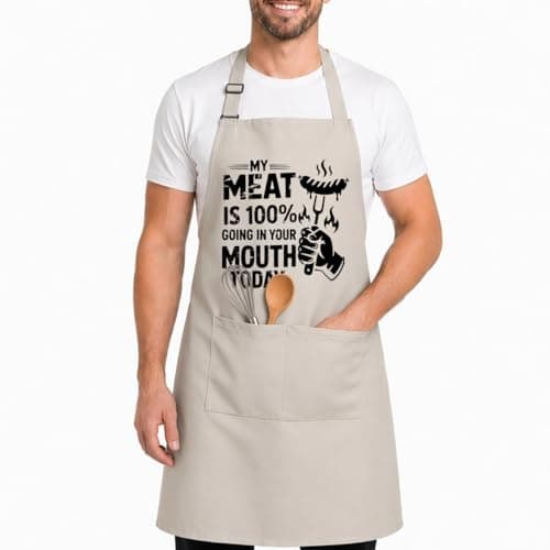 Shescrzionu Funny BBQ Aprons For Men,Large Mens Kitchen Work Apron for Cooking,Grilling,Waterproof Apron With Dual Pockets Adjustable Fit,Great Dad Apron For Man Chef,Birthday Dad Creative Gifts -A05 - Image 1