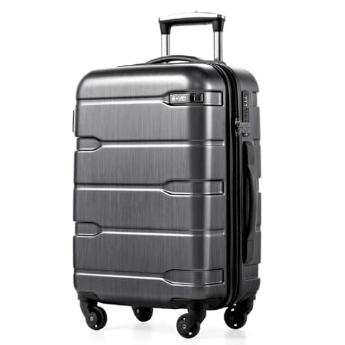 Coolife Carry On Luggage 22x14x9 Airline Approved Hardside PC+ABS Suitcase with TSA Lock, Lightweight Rolling Travel Luggage with Spinner Wheels(Charcoal, 20in) - Image 1