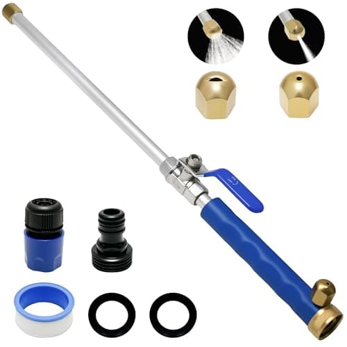 Jet Nozzle Power Washer for Garden Hose, Upgraded 2-In-1 High Pressure Wand With 2 Different Nozzles And Quick Connectors Hose Nozzle High Pressure Attachment for Patio Car Pet Window Washing (Blue) - Image 1