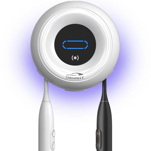 SHGUMITE Toothbrush Holder Sanitizer - Cleaning & Drying, Rechargeable Wall-Mounted Toothbrush Organizer with Touch Control, Two-Slot Design for Bathroom (White) - Image 1