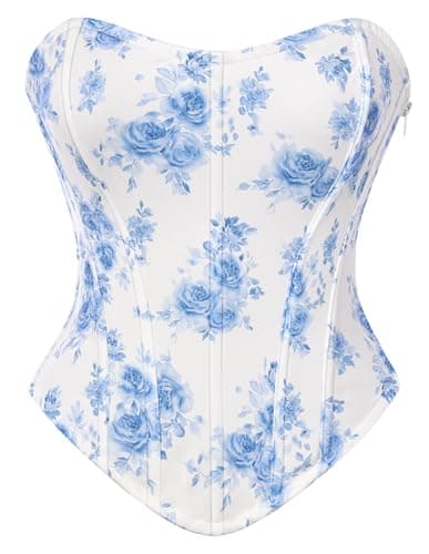 Scarlet Darkness Corset Tops for Women Renaissance Floral Bustier Western Concert Going Out Top Blue Size 10 - Image 1