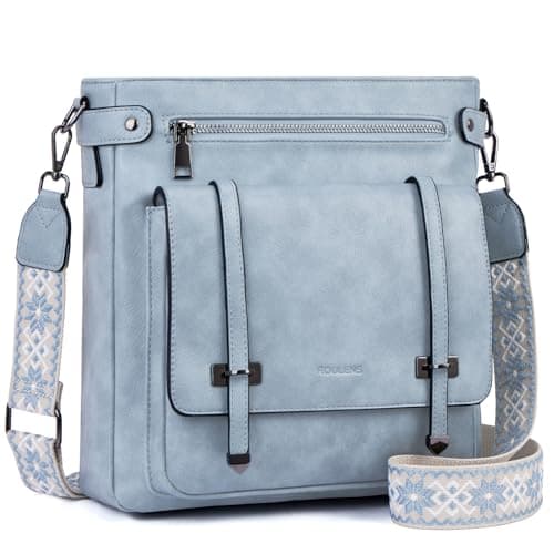 Roulens Crossbody Bags for Women,Multi Pocket Crossbody Purses Vegan Leather Shoulder Handbags Travel Purse Adjustable Strap - Image 1