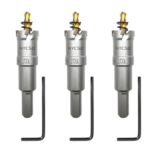 HYCSD 3/4 Inch Carbide Hole Saw Kit – Heavy Duty Tungsten Carbide Tipped Hole Saw Drill Bits with Titanium-Plated Pilot Bits for Stainless Steel, Wood, and Sheet Metal Cutting, 3PCS - Image 1