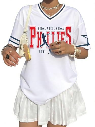 Baseball Jersey Women Baseball Mom Shirt Funny Baseball Team Graphic Shirts Casual Game Day Fan Short Sleeve Tee Tops White - Image 1