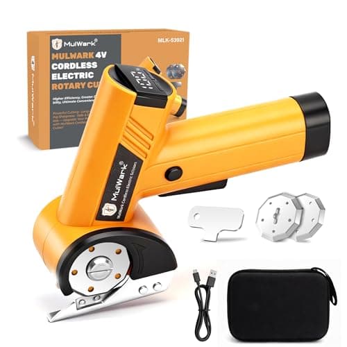 Mulwark Cardboard Cutter Electric, 4.2V Electric Scissors Cordless LED Display, Includes 2 Spare Blades, 4-Speed Electric Box Cutter for Cardboard, Carpet, Plastic, Leather, Portable Cutting Tool - Image 1