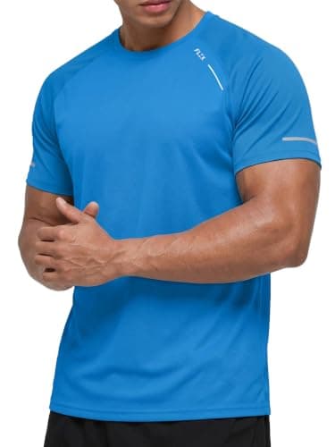 Comdecevis Men's Clothing Workout Tops Dry Fit Moisture Wicking Running Shirts Short Sleeve Gym Shirts Men XL(38) Royal Blue - Image 1