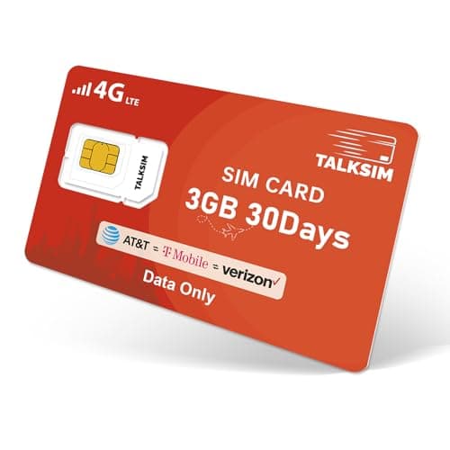 TALKSIM Data SIM Card 3GB 30Days Support AT&T, Verizon and T-Mobile, 5G/4G LTE Prepaid USA SIM Card Compatible with Unlocked GPS Tracker/Mobile WiFi Hotspot/Smart Watch/Tablet iot Devices - Image 1
