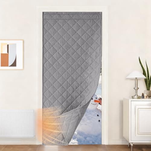 NICETOWN Blackout Door Curtain - Privacy Thermal Insulated Self Adhesive Window Covering for Patio French Door Windproof Waterproof Warm Curtain for Winter, W38 x L80, 1 Panel, Grey - Image 1