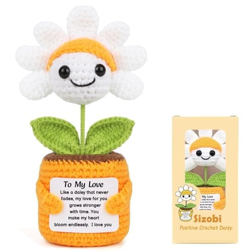 Sizobi Valentines Day Gifts for Him Her - Positive Daisy Crochet - Anniversary Birthday Gifts for Men Women Boyfriend Girlfriend Husband Wife, Couple Valentines Gift, I Love You Wedding Gift - Image 1